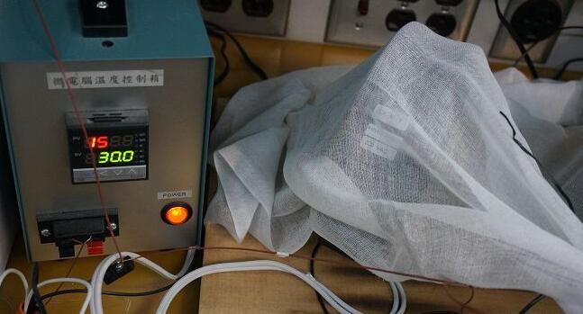 举行堵转测试中的马达。。。。。以纱布笼罩并不是为了防泄密，，，，，而是标淮的测试流程，，，，，其目的是模拟现实居家情形中，，，，，马达周边可能会有易燃的材质